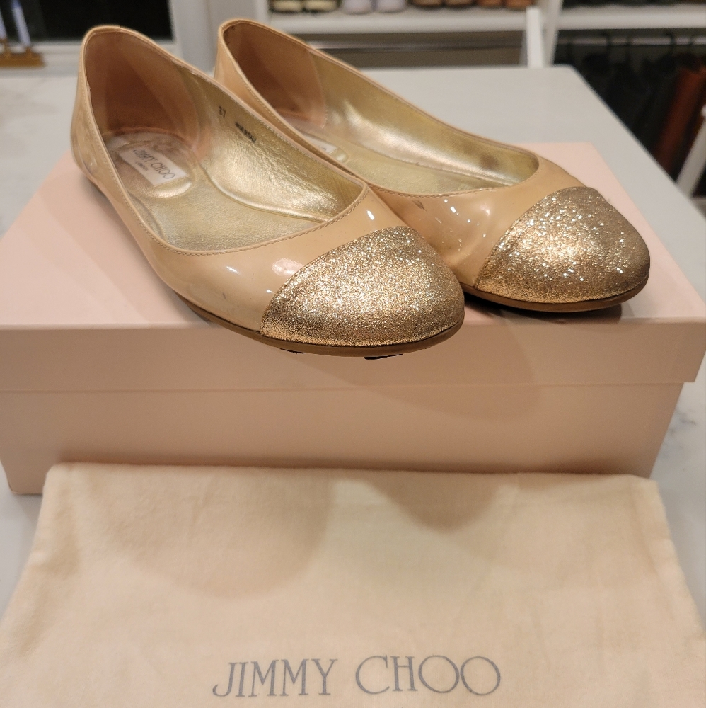 Authentic Jimmy Choo patent and glitter flats